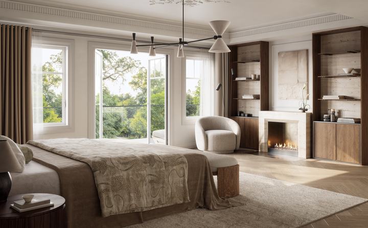 Primary bedroom · Singles rendering